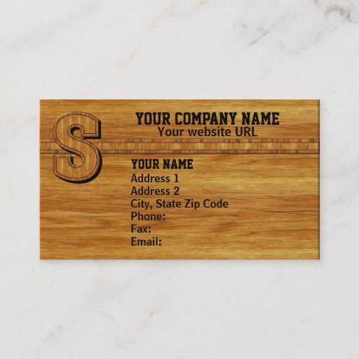 Customizable Wood Monogram S Business Cards