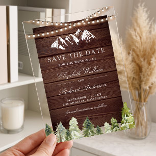 Wood Mountain Forest Photo Wedding Save the Date