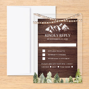 Wood Mountain Forest Wedding Acrylic Rsvp Card