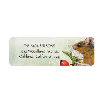 Wood Mouse & Berries Return Address Labels by LisaMarieArt at Zazzle