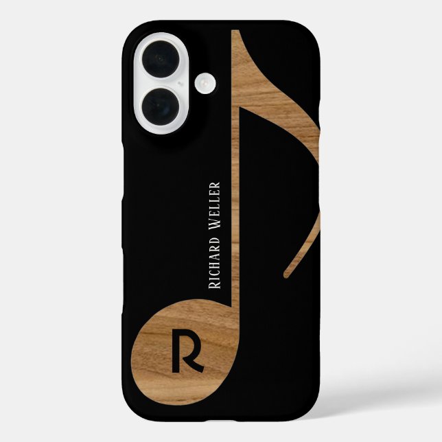 Wood Music Note with Custom Name Case-Mate iPhone Case (Back)