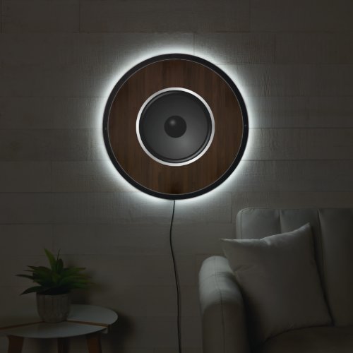 Wood Music Speaker LED Sign