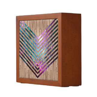 Wood nebula chevron desk organizer