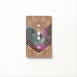 Wood nebula chevron light switch cover