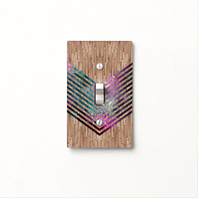 Wood nebula chevron light switch cover (In Situ)