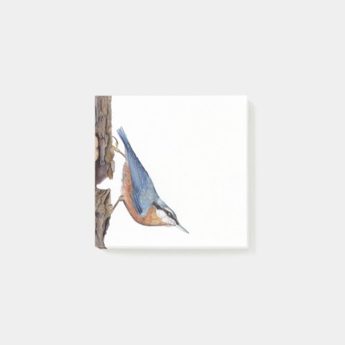 Wood Nuthatch Bird Post_It Notes 3 x 3 Post_it Notes