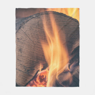 Wood on fire fleece blanket