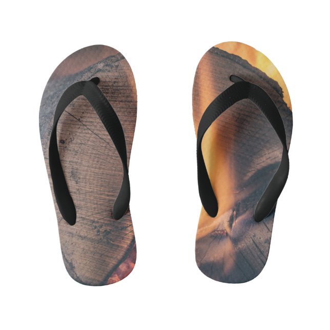 Wood on fire kid's flip flops (Footbed)