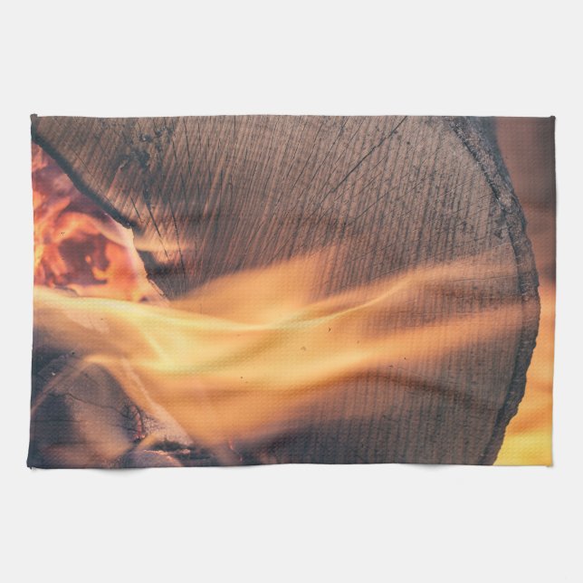 Wood on fire kitchen towel (Horizontal)