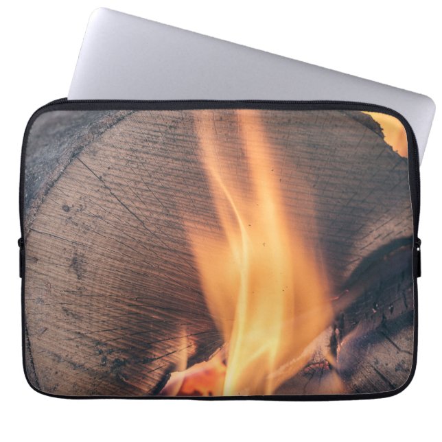 Wood on fire laptop sleeve (Front)