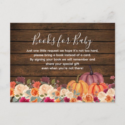  Wood Orange Pumpkin Floral books for baby   Invitation Postcard