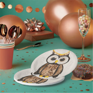 Wood Owl Paper Plates