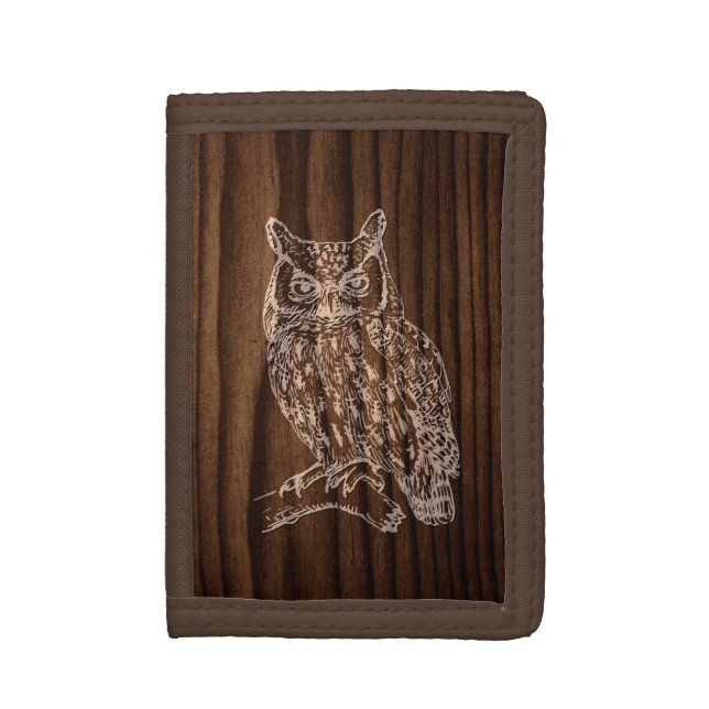 Wood Owl Wallet (Front Vertical)
