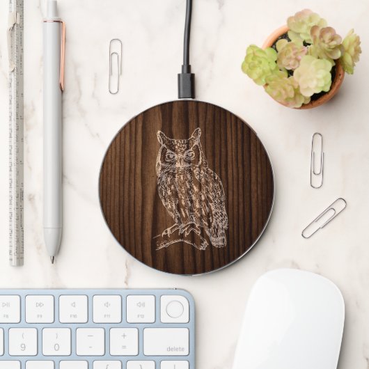 Wood Owl Wireless Charger (Desk)