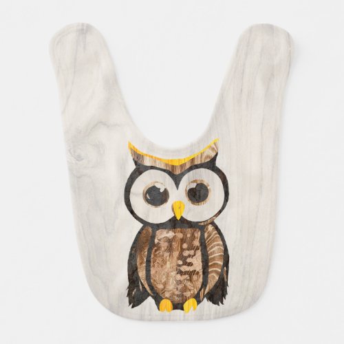 Wood _ Owl with big eyes Baby Bib