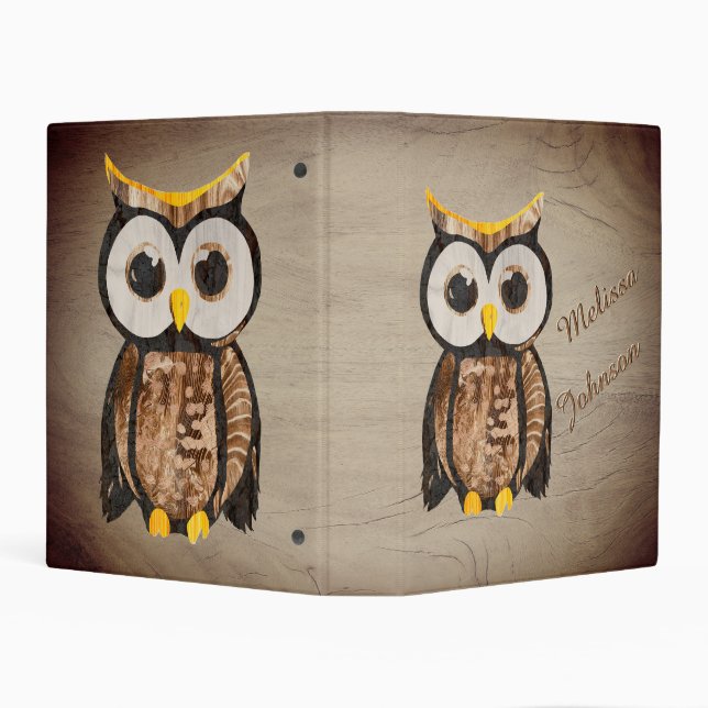 Wood Owl with big eyes Mini Binder (Background)
