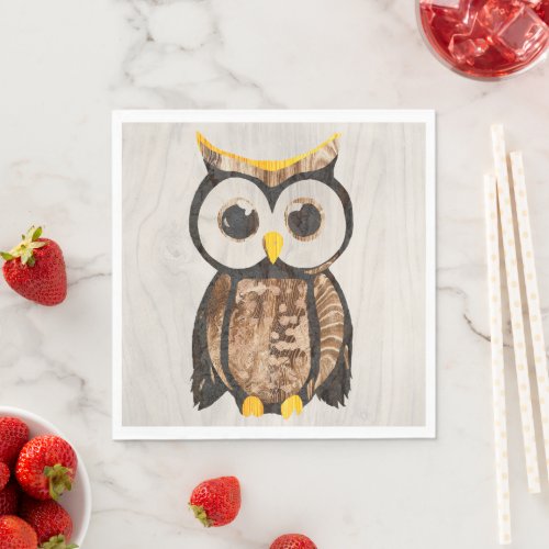  Wood _ Owl with big eyes Napkins