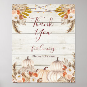 Wood Pampas Grass Pumpkin Thank you for coming Poster