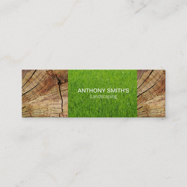 Wood Panel and Cut Grass Mini Business Card (Front)