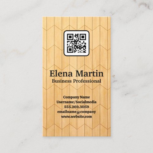 Wood Panel Background  QR Code Business Card