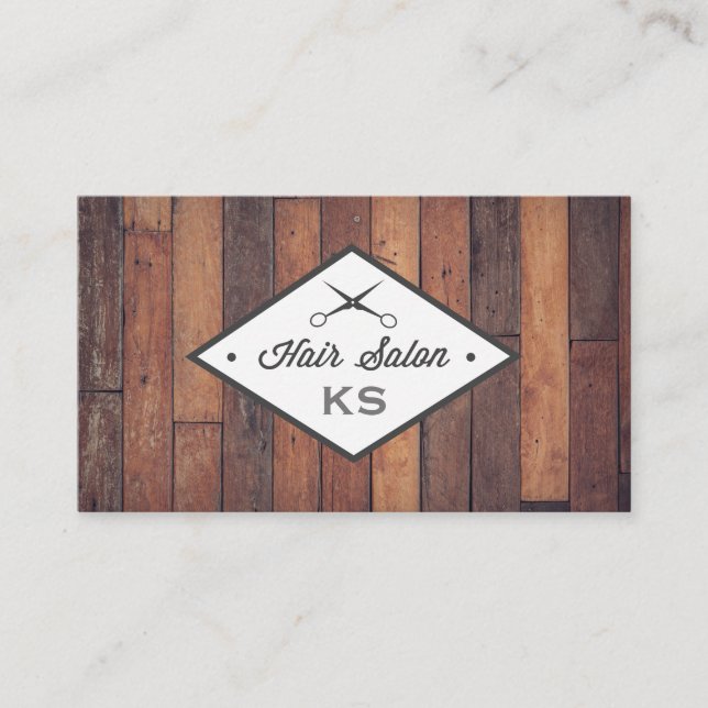 Wood Panel | Hair Stylist | Salon Business Card (Front)
