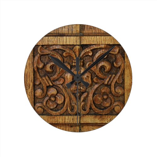 wood panel round clock