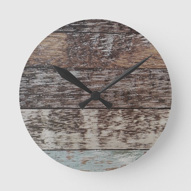 Wood Panel | Rustic Round Clock (Front)
