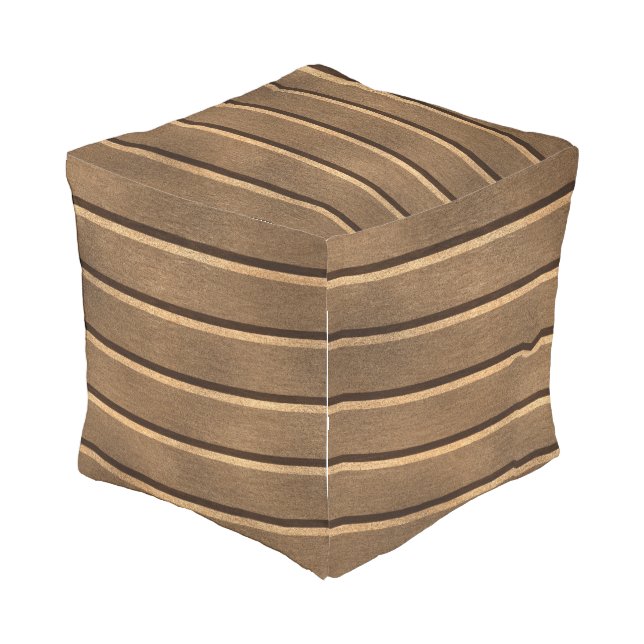 Wood Panel Stripes Outdoor Pouf (Angled Front)