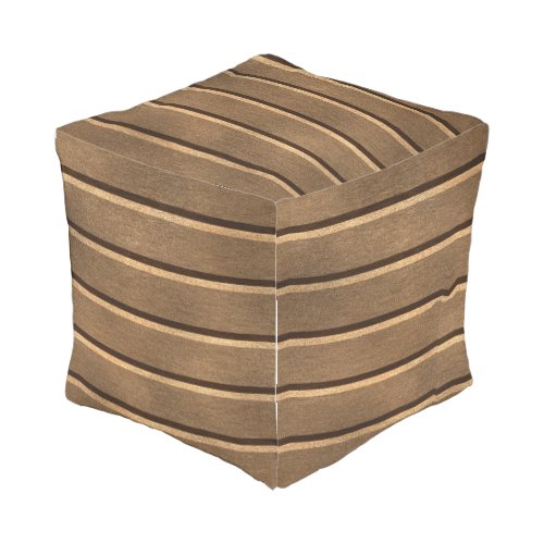Wood Panel Stripes Outdoor Pouf