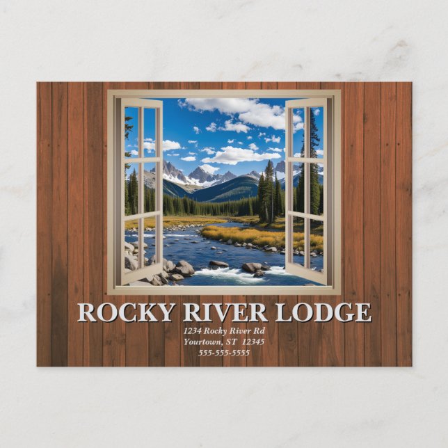 Wood Paneling Open Window Scenery Vacation Rental  Postcard (Front)