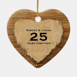 Wood Parchment Heart Love Poem Anniversary Ceramic Ornament