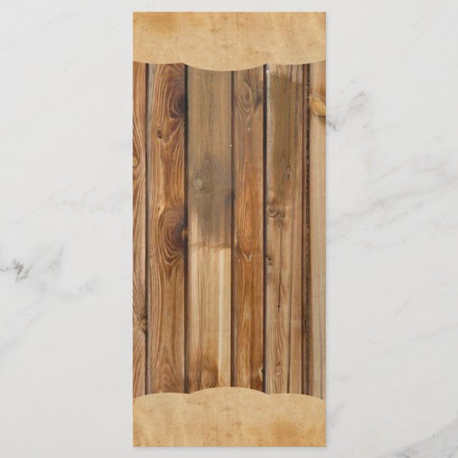 Wood Parchment Rustic Country Wedding Program Menu (Front)