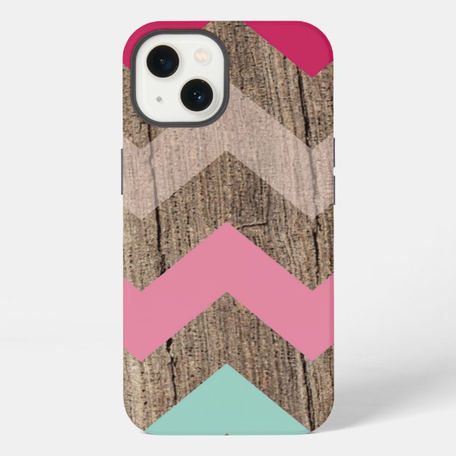 Wood pastel chevron zigzag zig zag pattern chic iphone case (Back)