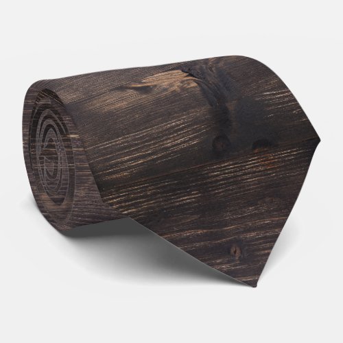 Wood pattern brown charcoal mens neck tie