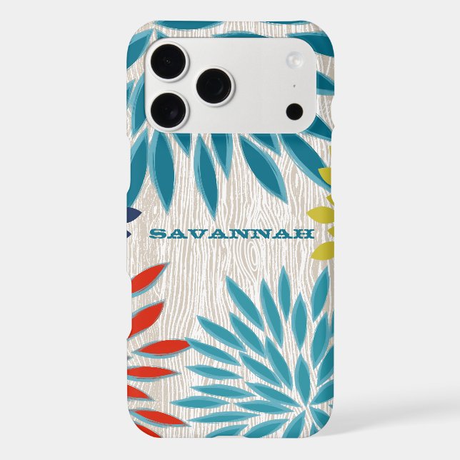 Wood Pattern Chrysanthemum Floral Personalized Case-Mate iPhone Case (Back)