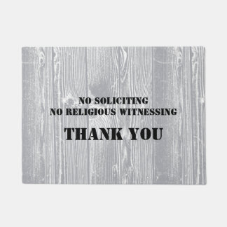 Wood Pattern NO SOLICITING Doormat