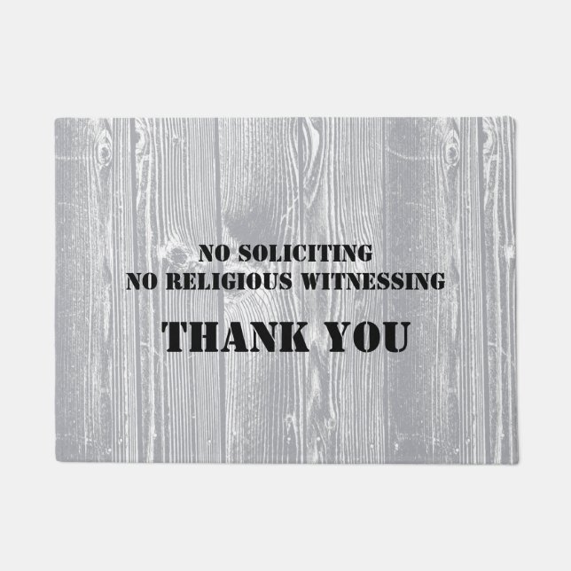 Wood Pattern NO SOLICITING Doormat (Front)