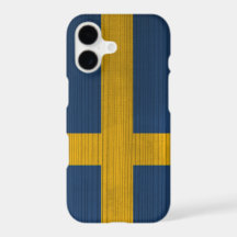 Wood Pattern with Engraved Sweden Flag