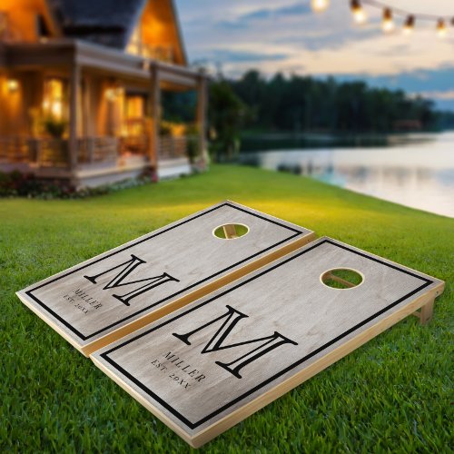 Wood Personalized Family Monogram Name Cornhole Set