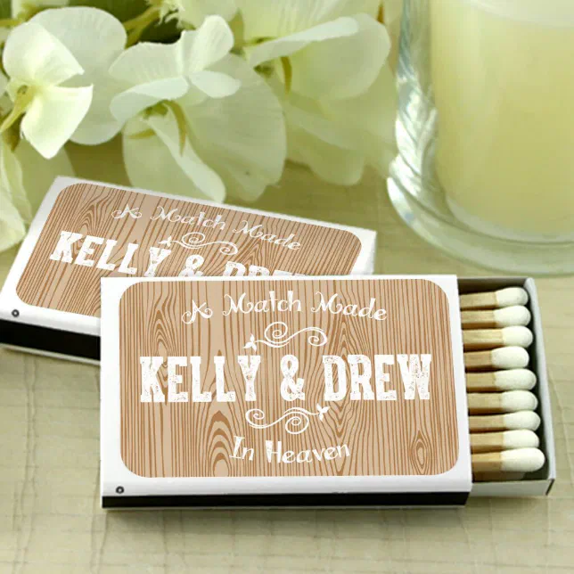 Wood Personalized White Matchboxes Set Of 50 Zazzle