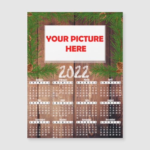 Wood Photo 2022 Customize Fridge Magnet Calendar