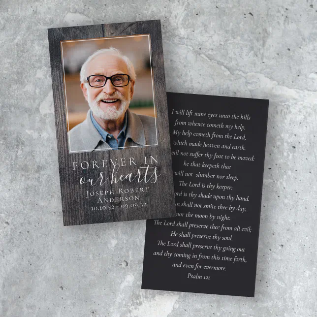 Wood Photo Funeral Memorial Prayer Card | Zazzle