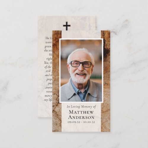 Wood Photo Memorial Prayer Card