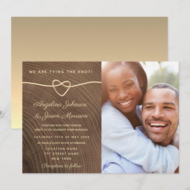 Wood Photo Wedding Invitation (Front/Back)