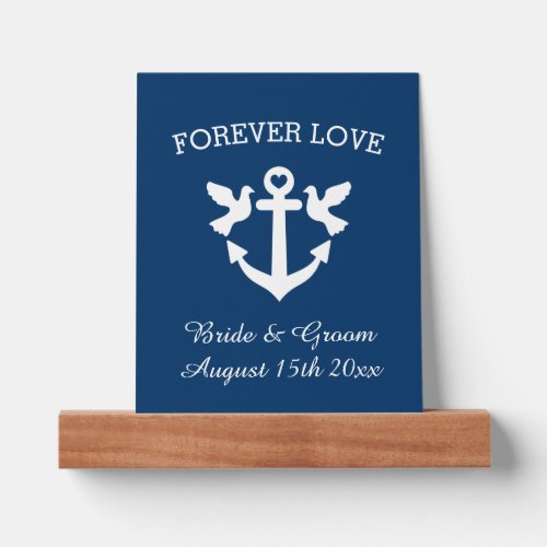 Wood picture ledge with nautical wedding print