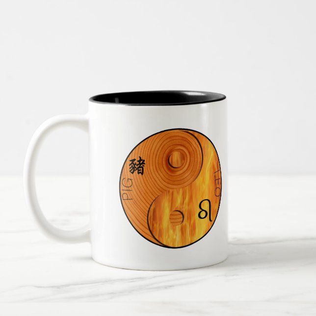 Wood Pig 1935 1995 Fire Leo zodiac Birthday Mug (Left)