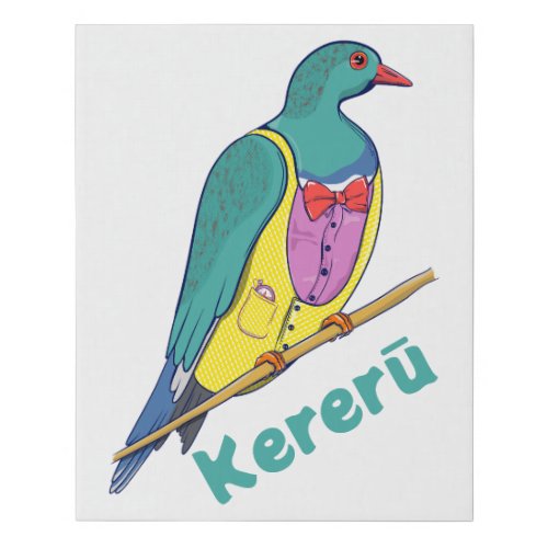 Wood Pigeon Kereru Wearing a suit Faux Canvas Print
