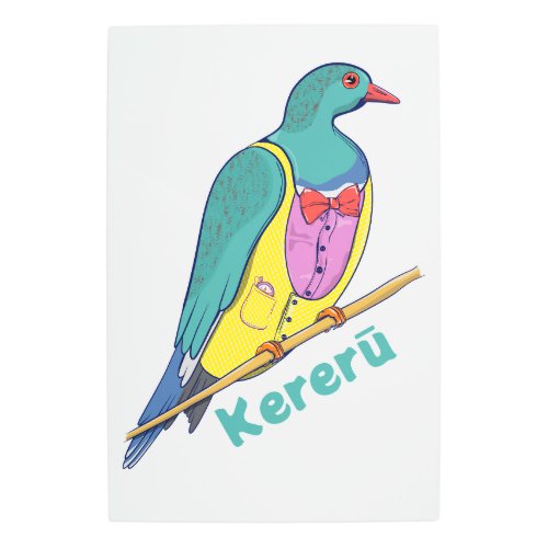 Wood Pigeon Kereru Wearing a suit Metal Print
