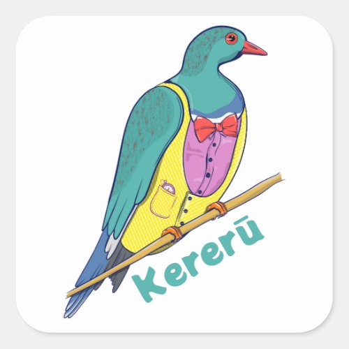 Wood Pigeon Kereru Wearing a suit Square Sticker