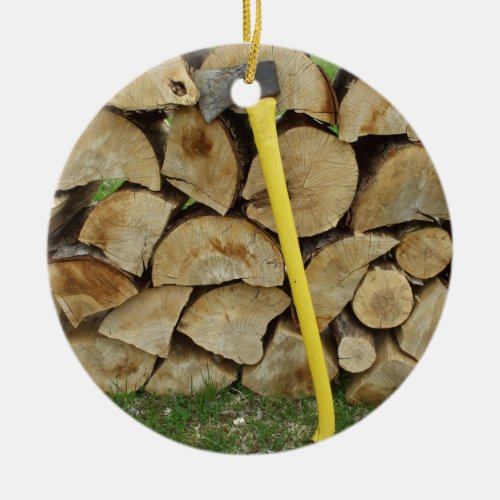 Wood Pile and Axe Decoration